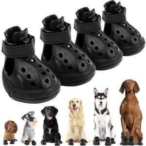 Dog Sandals, Breathable Dog Shoe for Hot Pavement, Anti-Slip & Paw Protectors Pet Shoes for Indoor/Outdoor Walking. Dog Boots for Small, Medium & Large Dogs (Black, 4PCS) (1.77"(L)x1.18"(W))