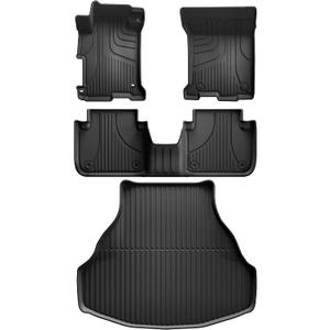 All Weather Floor Mats Fit for Honda Accord 2017 2016 2015 2014 2013 (Not for Coupe & Hybrid), Custom Fit TPE Floor Liners for Accord 1st & 2nd Row & Trunk Mat Full Set Car Mats, Black