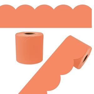 Carson Dellosa 65Ft of Orange Bulletin Board Borders, 1 Roll of Scalloped Trim for Rolling Whiteboard, Cork and Posterboard, Party, Halloween, Office Decorations, and Classroom Decor