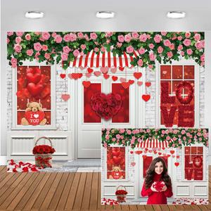 CHAIYA 7X5ft Valentine's Day Photography Backdrop Mother's Day Store Flower Love Heart Background Wedding Bridal Shower Party Decor Banner Valentine's Day Party Decoration