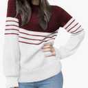 CiCiBird Women’s Fall 2025 Color Block Sweater Striped Long Sleeve Knit Pullover Tops Loose Crew Neck Sweaters, Size S