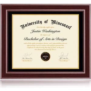 16x20 Diploma Frames 14x17 with Black Mat, Fits Degree Certificate Document, 20 x 16 Cherry Red Frame with Tempered Glass Panel for Wall Mounting
