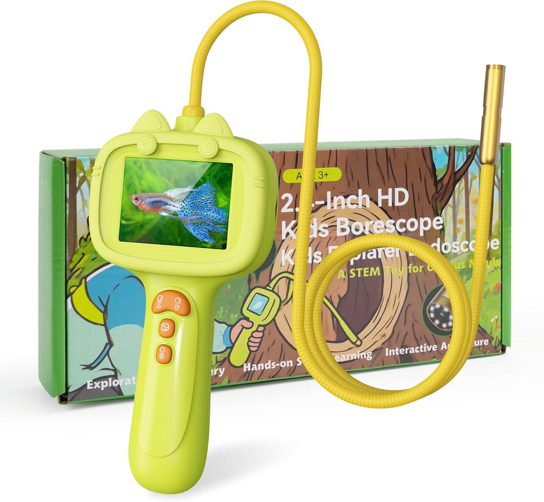 Rechargeable Kids Borescope Snake Camera Toy with Light: STEM Science Educational Birthday Gift Ideas for 4 5 6 7 8 9 10 Years Old Boys Girls Outdoor Nature Exploration Activities/Games (PALE GREEN)