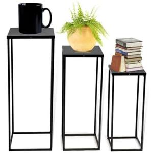 3PCS Wedding Flower Stand Metal Column Frame Centerpiece Vase Stand Rectangle Display Stand Black Centerpieces Wedding Flower Holder Removable Square Flower Rack for Party Decor(Black, 3PCS)