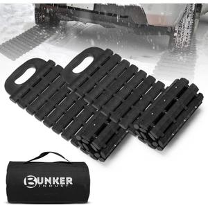 BUNKER INDUST Tire Traction Mats Portable Recovery Tracks for Off Road 4X4 Snow, Sand,Emergency Devices for Cars, Trucks, Van(2 Pack)