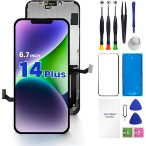 for iPhone 14 Plus Screen Replacement 6.7 3D Touch LCD Display Full Repair kit, Digitizer Assembly with Tools Set, Tempered Glass Screen Protector, Waterproof Frame Adhesive