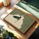 Japanese Crane Wall Art, Vintage Japan Bird Wall Decor Painting Rustic Green Flying Crane Poster Canvas Prints Picture for Bedroom Living Room Farmhouse 16x24 inch Wood Framed