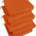 Basic Beyond Outdoor Chair Cushions Set of 6, Square Corner Outdoor Cushions for Patio Furniture, Water Resistant Patio Chair Cushions with 2 Ties, 18.5x16x3, Orange