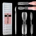 Dual-ended Short Nail Mold Kit, Square & Almond Shape, Embeddable Ultra-Thin Seamless Measured Nail Forms with Gel Scoop, 15 Sizes 75Pcs