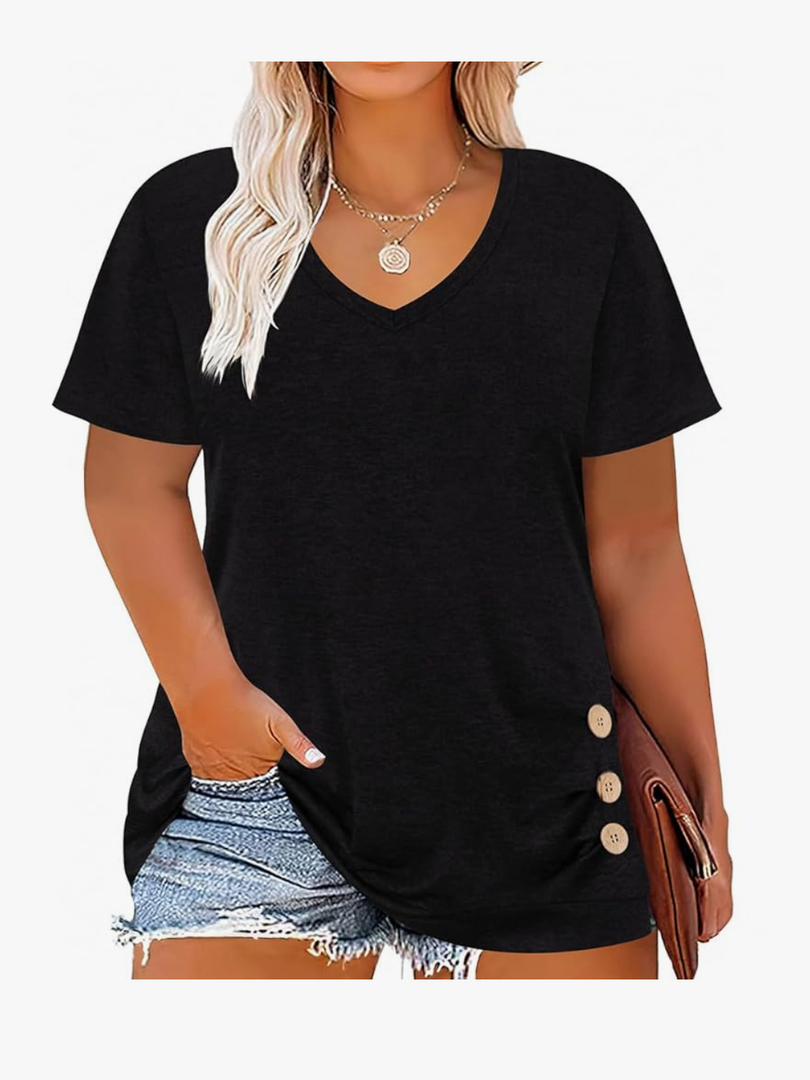 TIYOMI Plus Size T Shirt for Women Short Sleeve Basic Casual Classic Tops Summer Blouse S