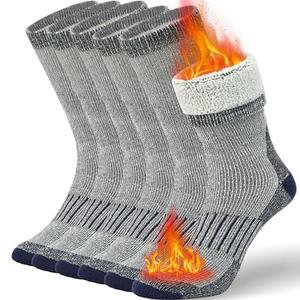 Buttons & Pleats Premium Merino Wool Hiking Socks Outdoor Trail Crew Socks Charcoal M/L 5 Pack