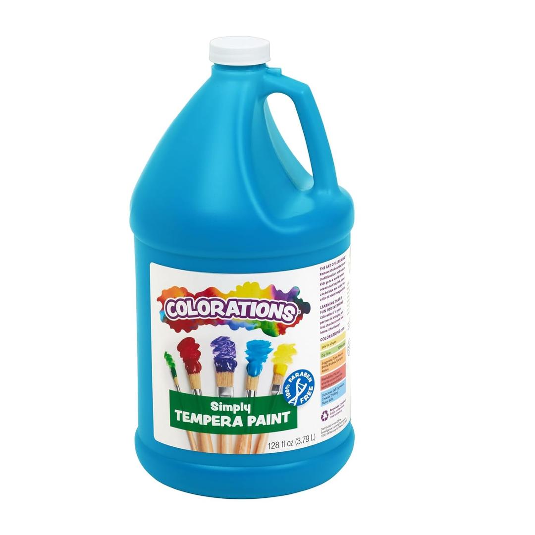 Colorations Paraben-Free Tempera Paint for Kids - 1 Gallon, Vibrant Turquoise. Non-Toxic and Made in the USA, Classroom Must Haves, Bulk Arts and Crafts Supplies