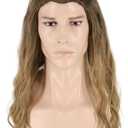 Men's Wig Brown Wave Wig for Cosplay Viking Warrior Wigs Halloween Party Costume Wig