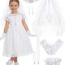 3 x First Communion Accessories Set - White Veil Costume Kit for First Communion Dress Up Wedding Bridal Shower