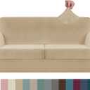 ZNSAYOTX Oversized Velvet 3 Piece Couch Cover with 2 Extra Large Seat Cushion Covers Stretch Sofa Cover for 2 Cushion Couch Thick Loveseat Sofa Slipcover for Living Room (Camel), 72"-92"(2 Cushions)