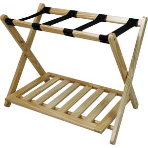 Casual Home Luggage Rack with Shelf, Natural
