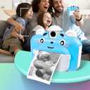 Instant Printing Camera for Kids with Color Pens- Kids Selfie Camera. Image and Video Recorder, 12MP Photo Shooting, 180-Degree Rotating Feature. Gift for Ages 5, 6, 7, 8, 9, 10 (Blue)