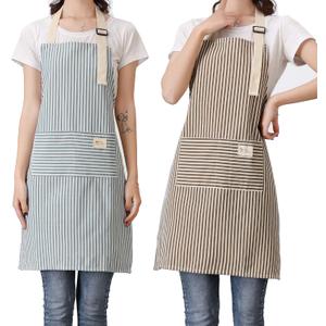 Lofekea Aprons 2 Pack Adjustable Bib Aprons with 2 Pockets Cotton Linen Cooking Kitchen Chef Apron for Women and Men (Multi)