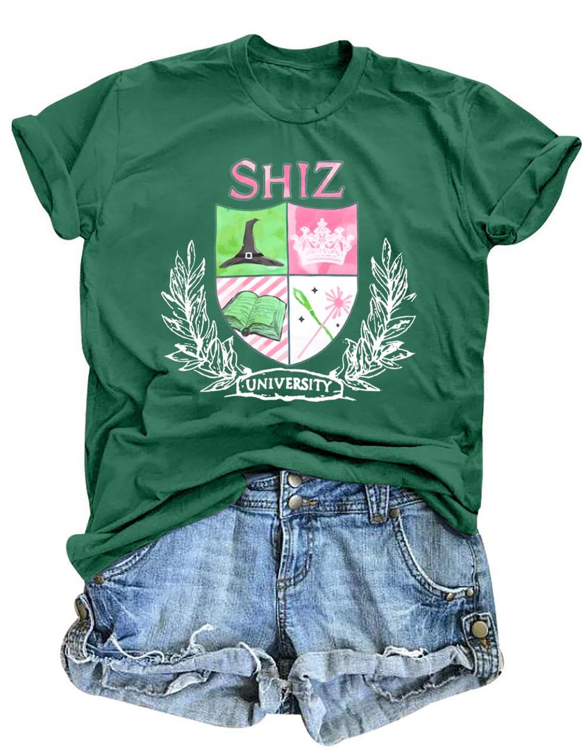 Musical Shirts Women Shiz University Tshirt Changed for Good Witch Musical Movie Tees Graphic Short Sleeve Tops Green (Green, XL)