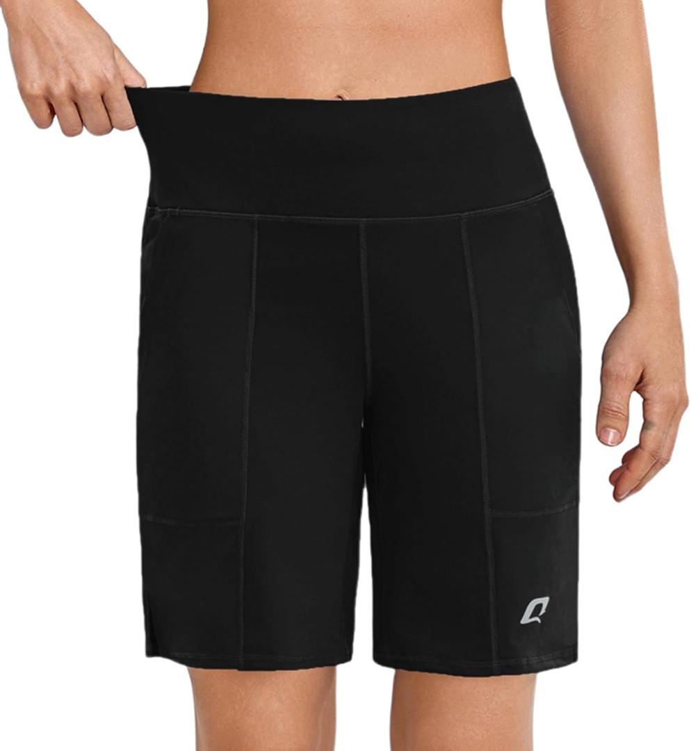 Quenteen Bermuda Shorts for Women 9" Knee Length Athletic Sweat Shorts High Waisted Yoga Jogger (3X-Large)
