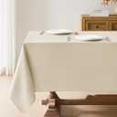 Faux Linen Tablecloths for Rectangle Tables, 2 Pack Burlap Textured Table Cloths Washable Farmhouse Table Cover Water Resistant for Dining, Wedding, Outdoor(Beige, 52"70")