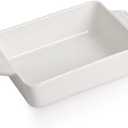 Sweejar Ceramic Baking Dish, Rectangular Small Baking Pan with Double Handles, 20 Oz for Cooking, Brownie, Kitchen, 6.5 x 4.9 x 1.8 Inches(White)