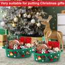 3 Set Christmas Woven Basket with Cute DIY Doll Cotton Rope Christmas Basket for Gift Empty with Handles 15 x 9.9 x 5 Inch Woven Rope Storage Bin Santa Xmas Holiday Decorative(Green)