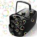 Bubble Machine, Automatic 18000+ Per Minute Big Bubbles Blower Maker for Kids Toddlers with 2 Speeds,6 Wands,Operated by Plugin or Batteries for Outdoor/Indoor Birthday Parties,Wedding (Black)