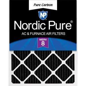 Nordic Pure 19_1/2x21x1 Exact MERV 8 Pure Carbon Pleated Odor Reduction AC Furnace Air Filters 2 Pack