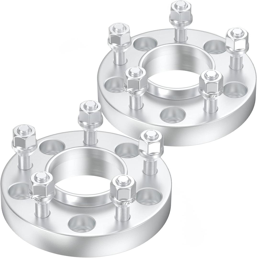5x4.5 Wheel Spacers 1" (25mm) Bore 70.5mm with 1/2"-20 Studs for Mustang Ranger Explorer Edge Crown Victoria | Lincoln Town Car MK7 Aviator | Mazda Navajo B-series, 2PCS 5x114.3mm Wheel Adapters