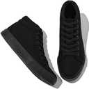 XRH Women Black Canvas High Tops Sneaker for Walking,White Non Slip Hi Top Lace up Shoes,Casual Fashion Mid Top Sneaker(Comfortable,Breathable,Trendy) 10