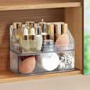 Medicine Cabinet Organizer 2 Tier, Stackable Bathroom Mirror Cabinet StorageSmall Makeup Organizers with 1 Drawer and 1 Tray for Wall Cabinet Closet Vanity, Countertop, Clear