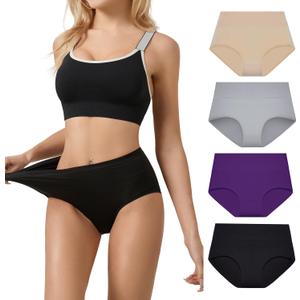 SERISIMPLE Viscose Bamboo Women Luxury Underwear Silky Comfy Ultra Soft Briefs Stretch High&Mid Waist Panties 4 pack