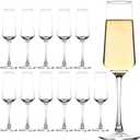 Champagne Glasses Set of 12, Elegant Champagne Flutes, Modern Sparkling Wine Glasses for Home Bar, Wedding, Anniversary, 7.5 oz, Clear