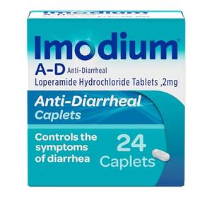 Imodium AD Diarrhea Relief Caplets with Loperamide Hydrochloride, 24 ct., Best By: 2028/MAR