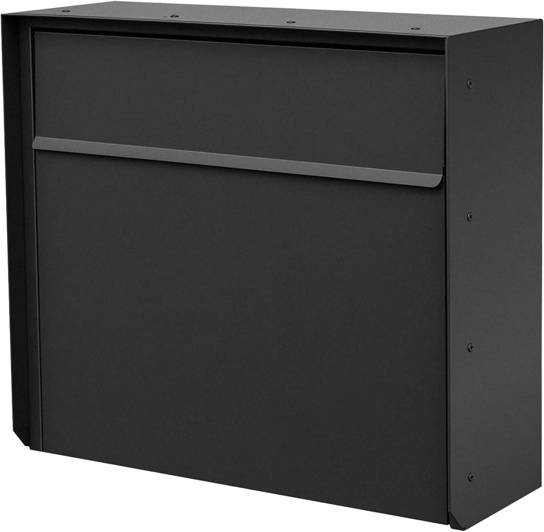 YOOBOX Wall Mount Mailbox for House Outside, Anti-Theft Locking Mailbox, Weatherproof Mailboxes 13.5" H x 15" L x 5.5" D, Black