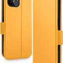 OCASE for iPhone 15 Wallet Case, Slim PU Leather Flip Folio, Card Slots, RFID Blocking, Kickstand, Shockproof Phone Cover 6.1 Inch 2023, Yellow