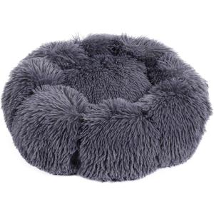 Lucky Monet 20 Inch Dog Beds for Small Dogs and Cats, Washable Puppy Kitten Cuddler Beds Dog Donut Bed Plush Calming Pet Bed with Anti-Slip Bottom for Small Animals, Dark Gray