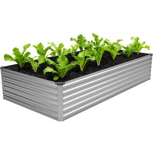 DIIYIV 8x4x1.5FT Galvanized Raised Garden Bed,Vegetable Boxes-Rectangle Metal Flower Box,Large Planter Raised Beds Outdoor Garden for Planting,Fruit,Herb-Silver