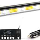 Xprite 34 inch 270 LED Rooftop Emergency Strobe Light Bar Heavy-Duty Flashing Warning Lights w/Adjustable Mounting Brackets, for Construction Vehicles Towing Work Trucks Plows Pickup - White Amber