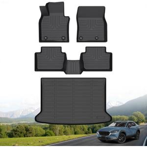 Hutisya-Floor Mats & Cargo Liner Set Fit for 2020-2026 Mazda CX-30 All Weather Protection Anti-Slip & Durable TPE Full Set Liners Automotive Mazda CX30 Accessories-Black
