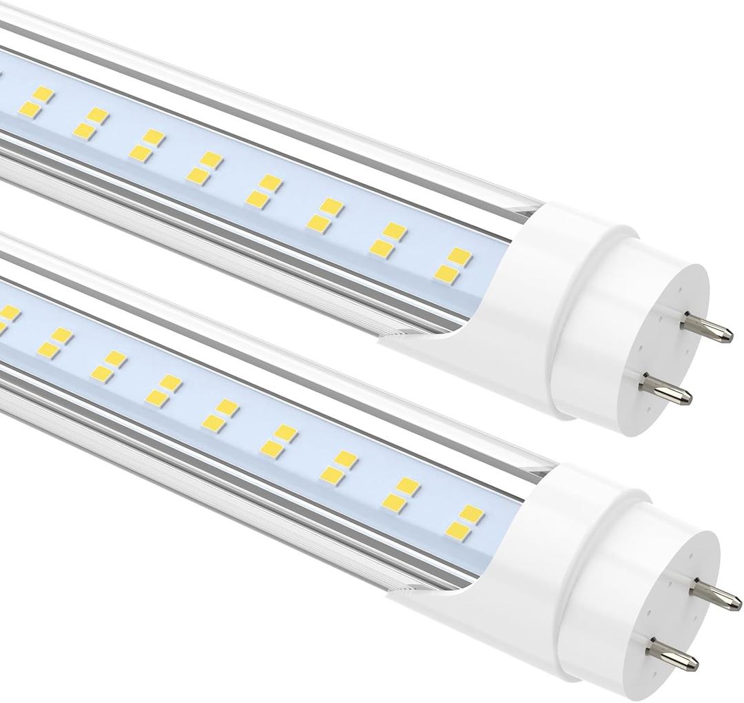 JESLED 4FT LED T8 Type A+B Tube Lights, 28W(75W Equivalent), 4060LM, 5000K
Single or Double End Powered, Plug and Play or Ballast Bypass, 4 Foot T10 T12 Fluorescent Bulbs Replacement, Clear(2-Pack)