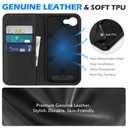 SHIELDON Case for iPhone 17e&16e 6.1", Genuine Leather Wallet RFID Blocking Credit Card Holder Folio Magnetic Kickstand Shockproof Full Protection Cover Compatible with iPhone 16e - Pebbled Khaki