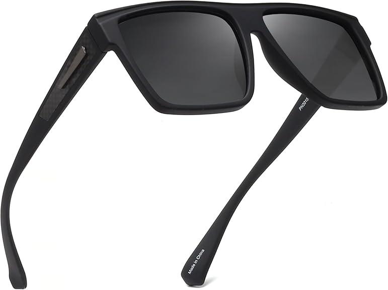 JIM HALO Retro Polarized Sunglasses Men Women Flat Top Square UV400 Glasses for Driving Fishing Hiking Golfing