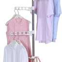 Hershii Portable Indoor Garment Coat Drying Rack Free Standing Coat Stands Clothes Storage Hanger Telescopic Tension Pole DIY Floor to Ceiling Lundry Racks Organizer, Height Adjustable - Ivory (Ivory With 4 Arms & 1 Hook)