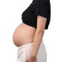 Fake Pregnant Belly Silicone Artificial Baby Bump False Pregnancy Belly Costumes Film Props Party Cosplay (M 5-7 Months, Beige)