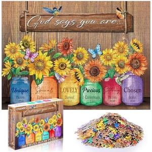 Civaner 500 Piece Christian Puzzles for Adults Bible Sunflower Religious Jigsaw Puzzles for Adults Elderly Seniors Inspirational Gifts for Church Easter Mother's Day(Christian)