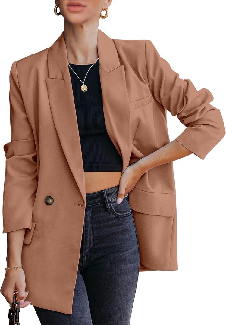 luvamia Blazer Jackets for Women Work Casual Office Long Sleeve Fashion Dressy Business Outfits (XL)