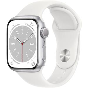 Apple Watch Series 8 (41MM, GPS) - Silver Aluminum Case with White Sport Band