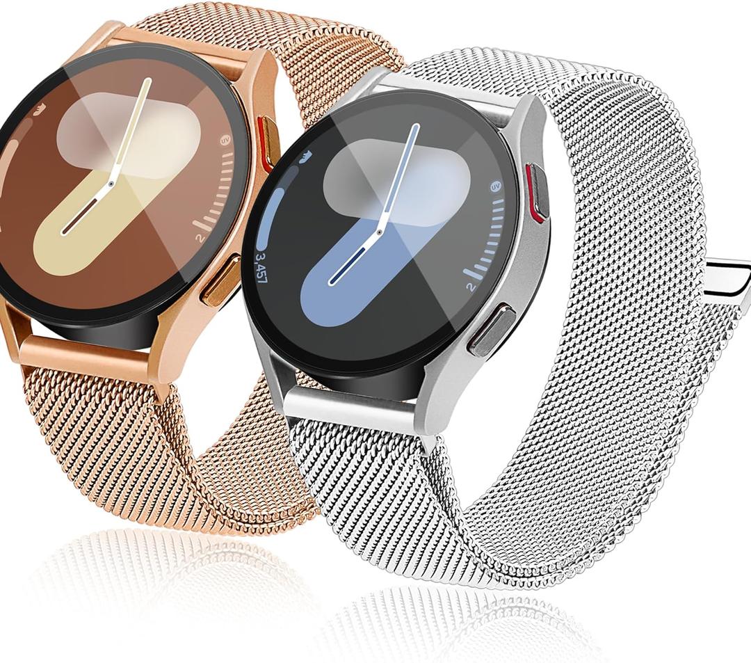 YGTIECS Soft Metal Bands Compatible with Galaxy Watch 7 Band 6 5 4 FE Active 2 40mm/44mm, 20mm Stainless Steel Milanese Strap for 6 Classic /5 Pro 45mm/4 Classic, for Samsung Watch Bands Women Men